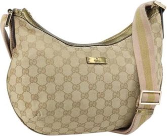 Gucci Pre-owned Shoulder Bags, female, Beige, Size: ONE SIZE Pre-owned Canvas Shoulder Bag