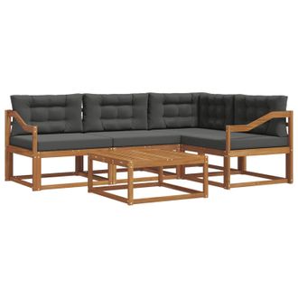 vidaXL Conjunto De Sof&aacute;s De Exterior 5 Pcs Natural Y Antracita Vidaxl