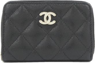 Chanel Black Grained Calfskin Coin Purse/Coin Case (Pre-Owned)