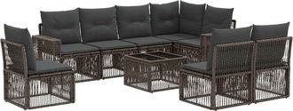 vidaXL Conjunto De Sof&aacute;s De Jard&iacute;n 9 Uds. Gris Y Gris Oscuro Vidaxl