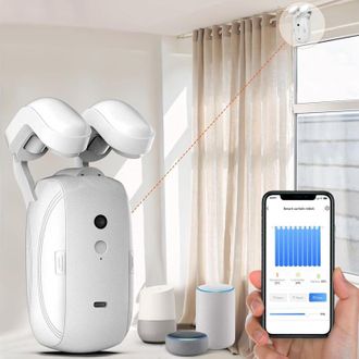 Elle Abridor De Cortinas Autom&aacute;tico Inteligente, Abridor De Cortinas Electr&oacute;nico, Control Remoto Con Aplicaci&oacute;n/temporizador/voz, Sensor De Luz Autom&aacute;tico,