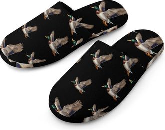 Generic Mallard Duck Mens Cotton Slippers Memory Foam Comfort House Shoes Winter Indoor Slipper for Hotel Casa Spa