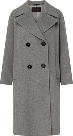 Windsor Gekamd wollen mantel met dubbele knoopsluiting - Dames - Mantel - Grijs - S - Wol - Jassen