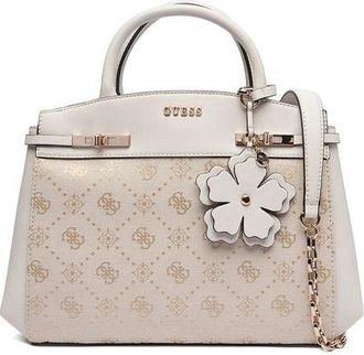 Guess Womens Satchel Bag Off White Logo Polyester - Satchel-Bags