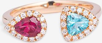 GbyG Ros&eacute;gold-Ring mit Diamanten und Turmalin Navettes