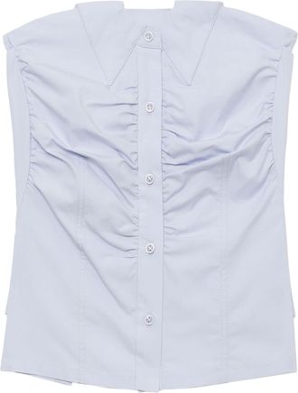 Low Classic button-up strapless top - women - Cotton - S - Blue