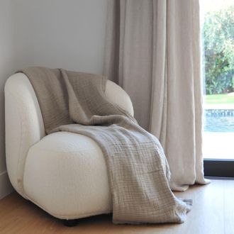 Maison d'été Colcha de algodón y lino gofrado capuchino 180X220 CM