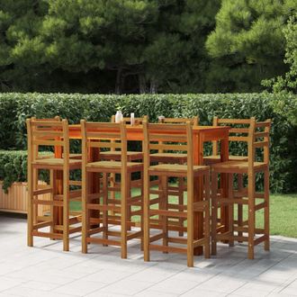 vidaXL Vidaxl - Taburetes De Barra De Cocina 8 Unidades Madera Maciza Acacia