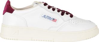 Autry White Red Velvet Accents Medalist Low Leather Sneakers