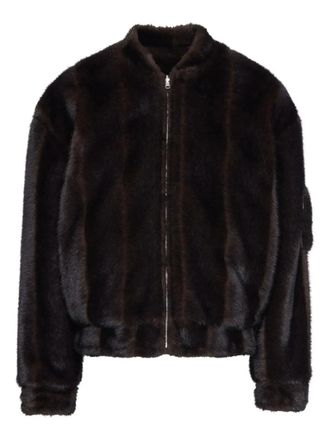 Maison Margiela MM6 Maison Margiela Faux Fell Rei&szlig;verschluss vorne Bomberjacke