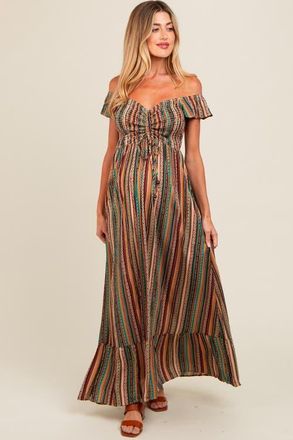 Pinkblush Off Shoulder Cinched Maxi Dress in Multi at Nordstrom, Size Medium