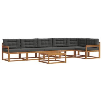 vidaXL Conjunto De Sof&aacute;s De Exterior 7 Pcs Natural Y Antracita Vidaxl