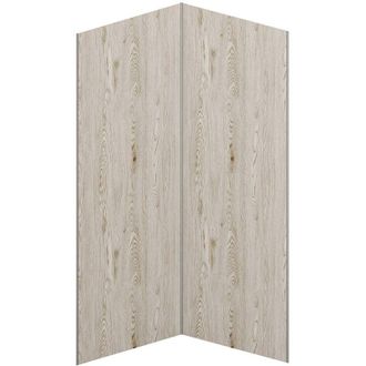 Vente-Unique Pannello per parete da doccia effetto legno chiaro in alluminio con profili 2xL90xH210 cm - Lotto di 2 - ENEKO