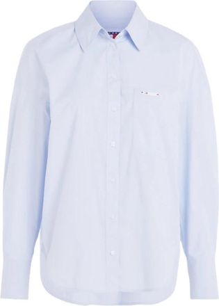 Tommy Hilfiger Oversized Shirt - Dames - Overhemden - Blauw - L - Katoen - Overhemden