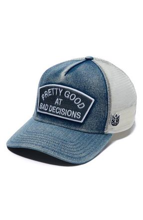 Cult of Individuality Good at Bad Decisions Denim Trucker Hat at Nordstrom