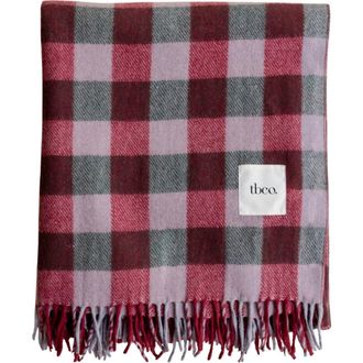 TBCo Recycled Wool Checkered Throw Blanket in Wine Gingham at Nordstrom, Size Large