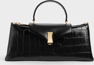 Charles & Keith Lilibet Croc-Effect Elongated Top Handle Bag