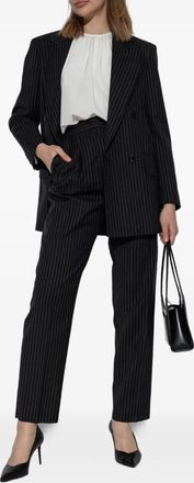 Max Mara Womens Mattia - Pinstriped Wool Double-breasted Blazer - Black - Size EU 44 (Womens)