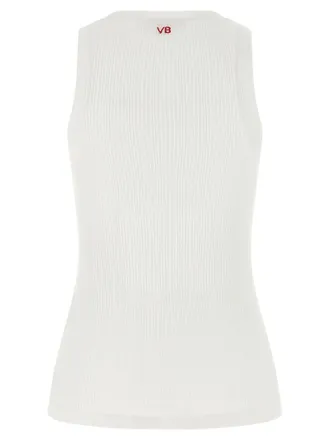 Victoria Beckham Ribbed Stretch Cotton Tank Top - White