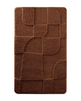 Wecon Home Alfombra de ba&ntilde;o en relieve marr&oacute;n 60x100