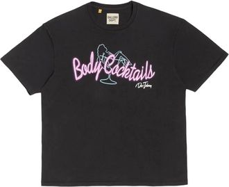 Gallery Dept. T-Shirts, male, Black, 2XL, Black Cocktails T-Shirt with Artistic Graphics