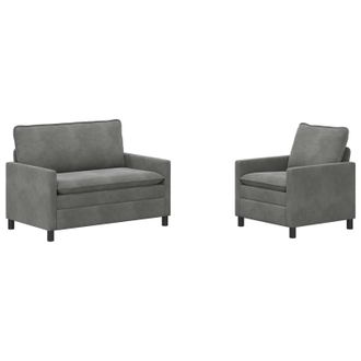 vidaXL Juego De Sof&aacute; 2 Uds. Gris Oscuro Terciopelo Vidaxl