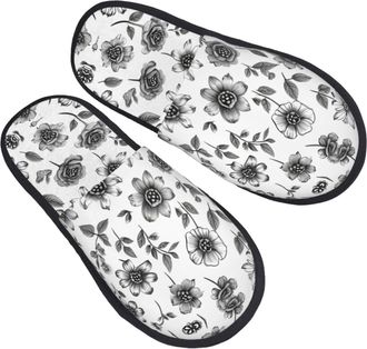 Generic Soft House Slipper Sea Flowers print House Shoes Comfortable Womens Slippers for Travel Family Hotels M