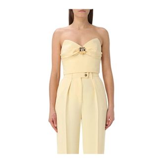 Elisabetta Franchi Sleeveless Tops, female, Yellow, Size: XS Strapless Fashion Top