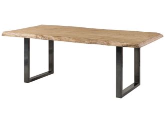 Massivmoebel24 Freeform 5 Tavolo Da Pranzo In Legno Di Mango - Verniciato Beige / Gambe In Ferro U Antracite Lucido 180x90