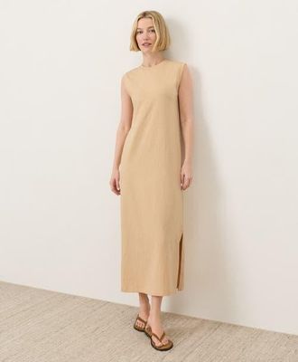 Pact Organic Cotton Soft-Slub Essential Easy Muscle Tee Maxi Dress in Golden Sand at Nordstrom, Size Xx-Large