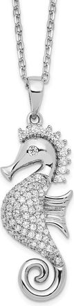 Diamond2Deal Sterling Silver CZ SeahorseNecklace 16 with 2 Ext