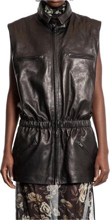 Magda Butrym Leather Peplum Vest - female - Magda Butrym - Waistcoats - Black - S - Jackets