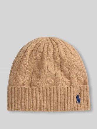 Polo Ralph Lauren M&uuml;tze aus Woll-Mix mit Logo-Stitching in Camel, Gr&ouml;&szlig;e 1