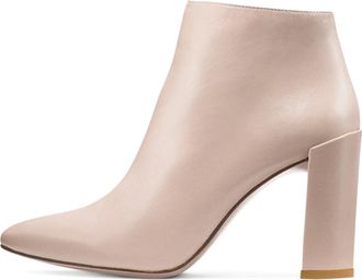 Generic Fashion Chunky Block High Heel Ankle Boots for Womens, Sexy Pointed Toe Formal Short Booties Elegant Side Zipper Evening Dress Shoes Solid Color Leath