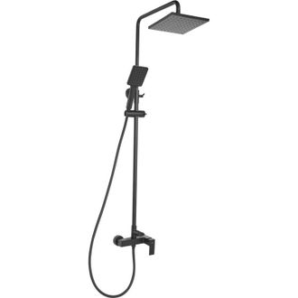 Beliani Columna De Ducha Moderna De Lat&oacute;n Mezclador Con Funci&oacute;n Lluvia De Pared Megro Catagena