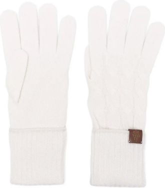 Eleventy Kabelgebreide handschoenen - Beige
