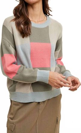 Wishlist Colorful Check Sweater In Dove/punch