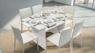 Dmora Mesa Extensible Dgalles, Mesa De Comedor Con Apertura De Libro, Consola Multiusos Extensible, 100% Made In Italy, 120x70h75 Cm, Blanco - Dmora