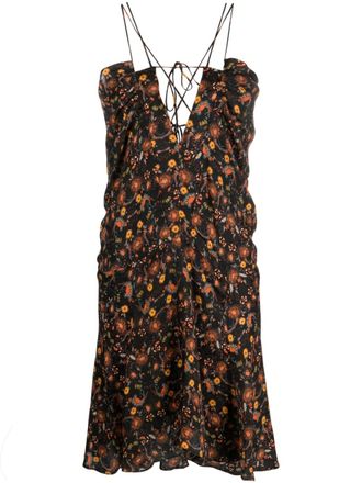 Isabel Marant floral-print ruched dress - Black