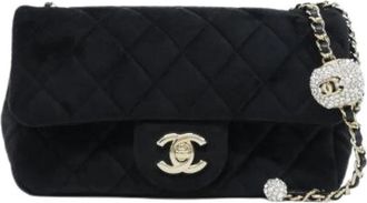 Chanel Pre-owned Velvet Shoulder Bag - Dames - Vintage Schoudertas - Zwart - ONE Size - Vintage