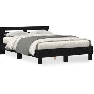 vidaXL Estructura De Cama Con Cabecera Roble Negro 150 X 200 Cm Vidaxl