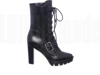 Anna F. Zwarte Leren Laars - Dames - Laarzen met Hak - Zwart - 39 EU - Schoenen