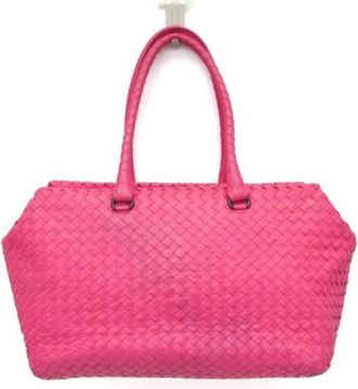Bottega Veneta Pre-owned Intrecciato Boston Bag - Dames - Vintage Handtas - Roze - ONE Size - Leer - Vintage