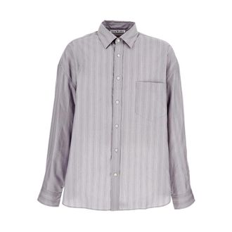 Acne Studios Casual Shirts - Heren - Casual Overhemden - Grijs - M - Katoen - Overhemden