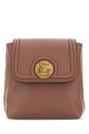 Chlo&eacute; Antiqued Pink Leather Horse Medal Backpack