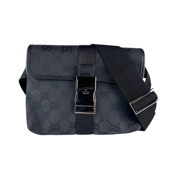 Black Gg Canvas Fanny Pack Sling Bag (Pre-Owned)