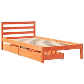 vidaXL Bed Frame without Mattress Wax Brown 100x200 cm Solid Wood Pine vidaXL
