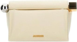 Jacquemus Structured Round Clutch With Gold Logo And Unique Detail