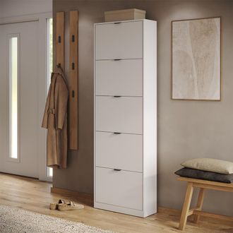 Vicco Zapatera Abatible Gizmo, Blanco, 59 X 181.1 Cm Con 5 Compartimentos, Vicco