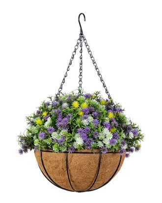 Nearly Natural 19In Uv-Resistant Artificial Dandelion & Rosemary Hanging Basket (Indoor/Outdoor)